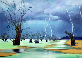 Foudre sur le lac de Menindee, Australie