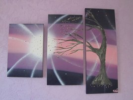 Triptyque "Arbre" en Spraypainting
