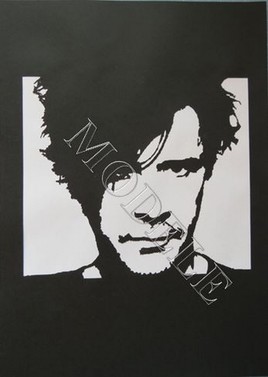 Nicola Sirkis ( Indochine)- Portrait-Stencil-Papier- Paper -Scrapbooking