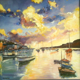 Port breton ,soleil couchant