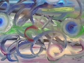 ELIE BERNARD ACRYLIQUE ORIGINALE ART ABSTRAIT SUR TOILE 44X65 70X88