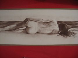 nu femme de dos s&eacute;pia