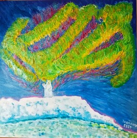 Ours jovial sous aurore bor&eacute;ale