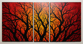 Triptyque silhouettes branchages