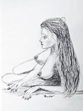 Femme allongée de profil Annette / Drawing : Profile of a lying woman