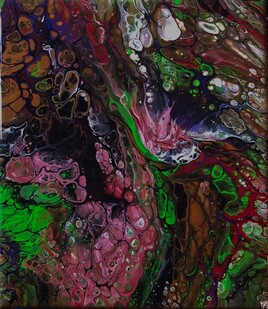 DelSoko 3 technique mixte sur ch&acirc;ssis entoilé. 25x30-cm