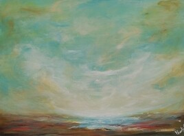 "Evasion dans l'azur"  tableau original sur papier sign&eacute; et livr&eacute; avec son certificat d'authenticit&eacute;