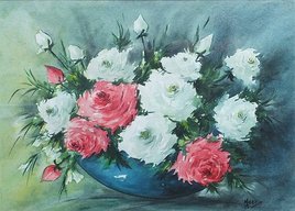 Bouquet roses rouge et blanche