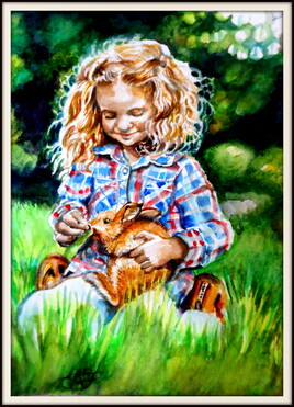 Fillette et son lapin Fillette et son lapin