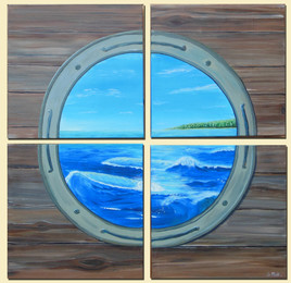 Promenade en bateau: hublot vue sur mer