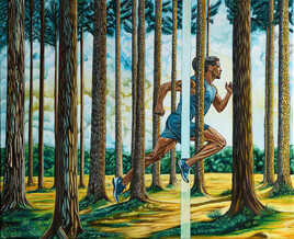 Ceci n'est pas un coureur... peut-être une cavalière avec son cheval?