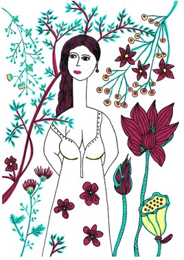 Une femme et des fleurs
