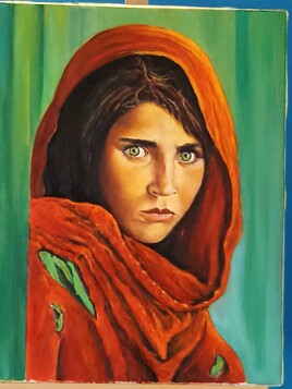 Afghane aux yeux verts.d après la photo Steve mccurry