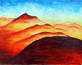 Chaîne des Puys 7 - Peinture paysage - Peinture acrylique sur toile 30 x 24 cm