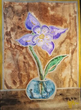 Fleur devant une fen&ecirc;tre sous la pluie