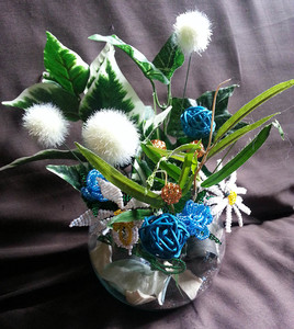 Bouquet en perles bleu
