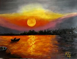 Coucher de soleil sur le Gange. Varanasi en Inde