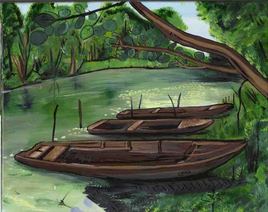 Trois barques sur le Thouet