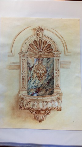 Fontaine pierre et marbre, trompe l&rsquo;&oelig;il