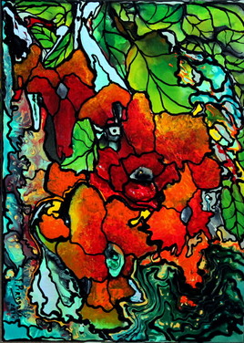 Mon jardin n &deg; 1. La toile de la taille de 50cm x 70cm.