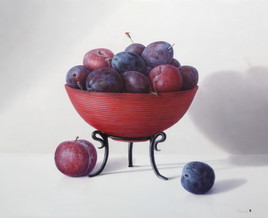 Peinture à l'huile "La coupe de prunes" (33cm x 41cm) 6F.