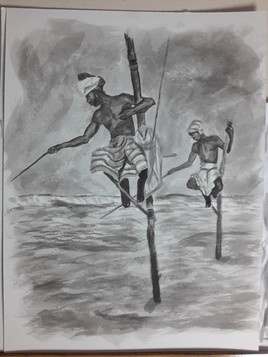 Pêcheurs Sri-Lankais (Lavis encre de chine)