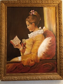 Liseuse Fragonard, copie de jeunesse peinte pour Bernard un ami
