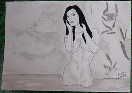 dessin nu féminin erotique portrait "Mangrove"