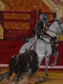 Recibo a la campera con garrocha en la maestranza