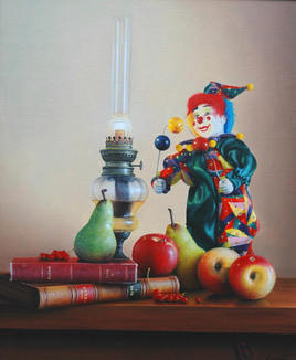 Peinture à l'huile "Le clown enchanté "(55CM X 46CM) 10F