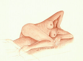 Nu couch&eacute; bras sur le visage