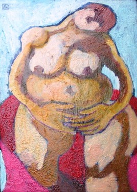 Femme nue assise à la tête inclinée