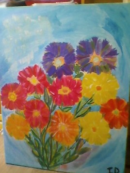 peinture à l'huile flowers 70x90cm