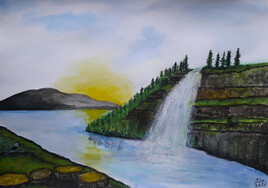 "L'oiseau et la cascade"