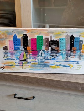 Ville peinte avec des feutres acryliques