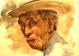 Vieux paysan au chapeau