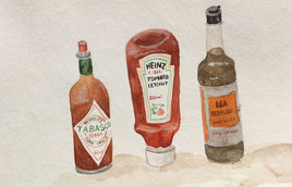 Tabasco, ketchup et Worchester