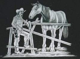 Cow-boy avec son cheval