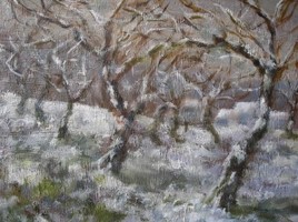 Pommiers sous la neige