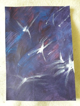 Dessin abstrait acrylique format A4 acrylique