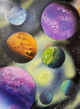 Peinture artistique spray galaxie