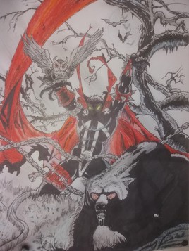 Spawn crayons et feutre noir, 2015