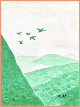 Oies en migration / Painting Migrating geese