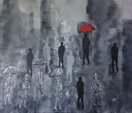 L'homme au parapluie rouge