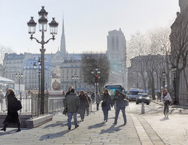 Hiver ensoleillé sur la place de l'hôtel de ville de Paris