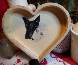 Plateau coeur de chiens Massa&iuml; et Chipie