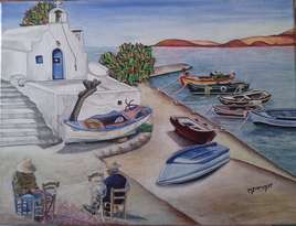 Un apr&egrave;s-midi d'automne dans un port des Cyclades