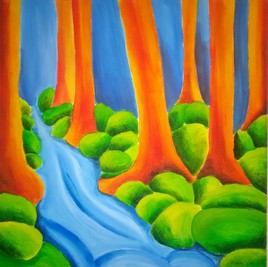 Paysage forêt Peinture acrylique, 50x50 cm