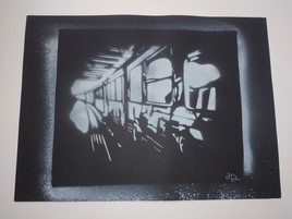 métro en spray - blanc sur noir