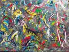 ELIE BERNARD ACRYLIQUE ORIGINALE SUR TOILE 88X90 ART ABSTRAIT